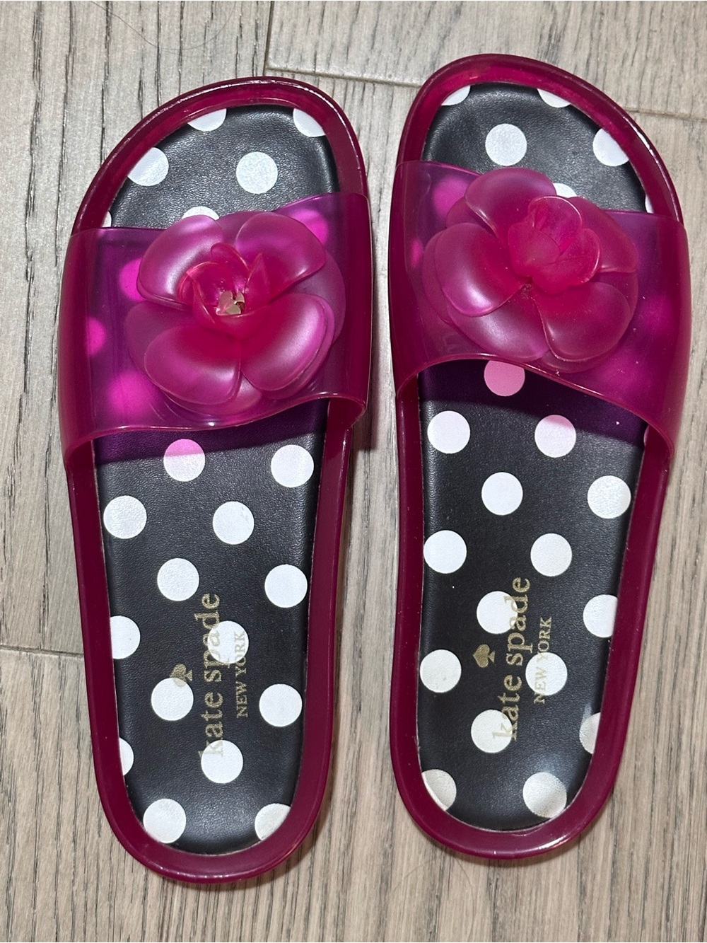 kate spade Pink Jelly Slide Sandals with Floral Accent
